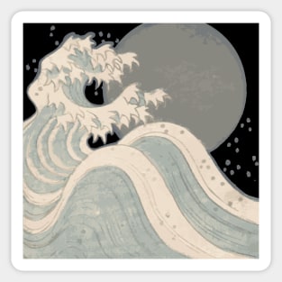 Ride the Serene Swells: Embrace Yashima Gakutei's Captivating Wave Design! Sticker